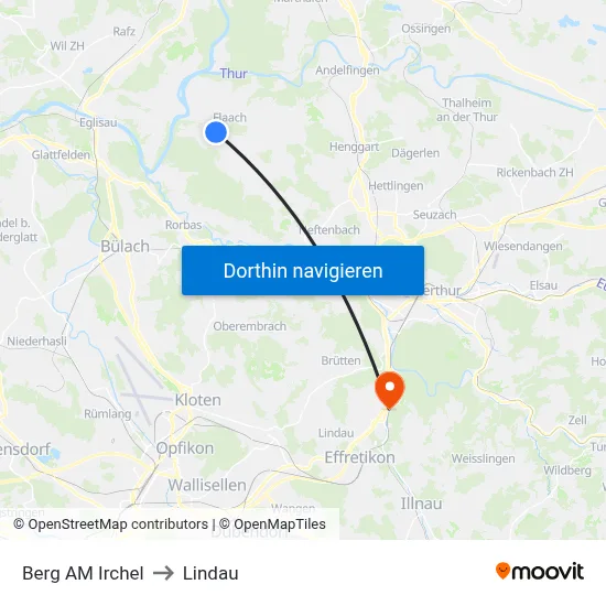 Berg AM Irchel to Lindau map