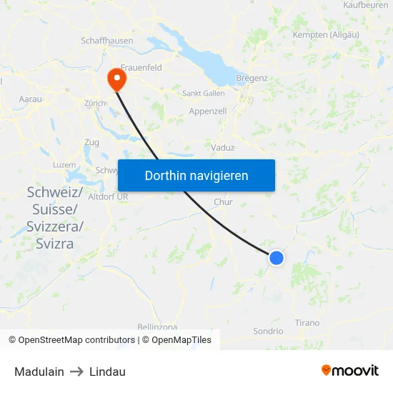 Madulain to Lindau map