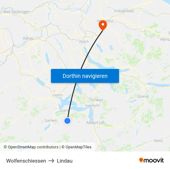 Wolfenschiessen to Lindau map