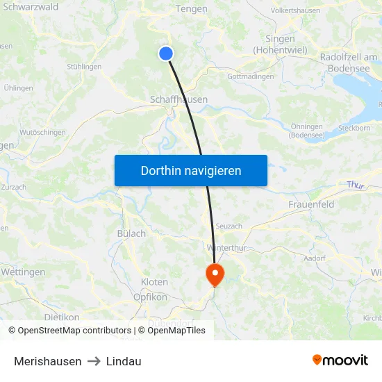 Merishausen to Lindau map