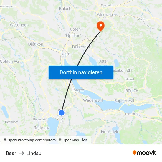 Baar to Lindau map