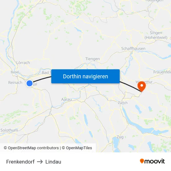Frenkendorf to Lindau map