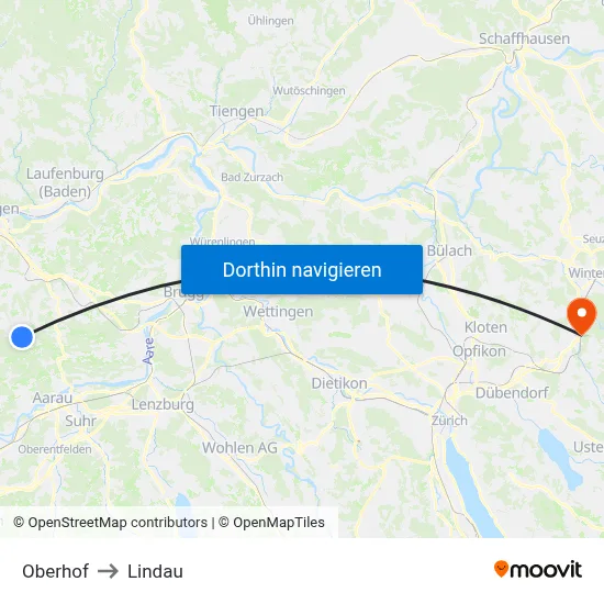 Oberhof to Lindau map
