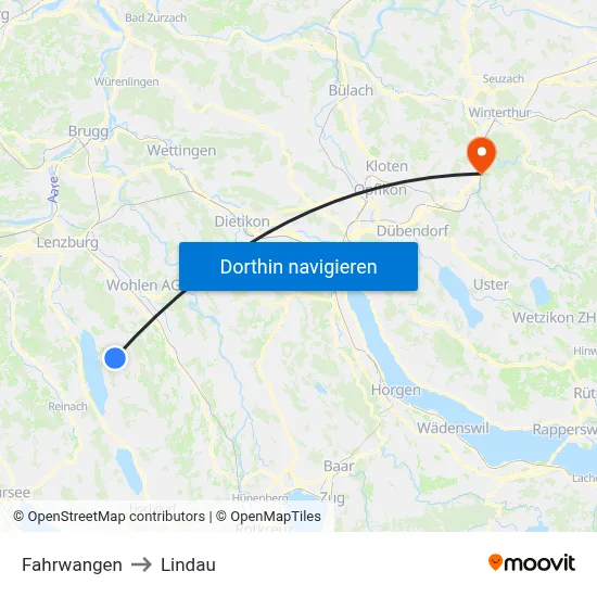 Fahrwangen to Lindau map
