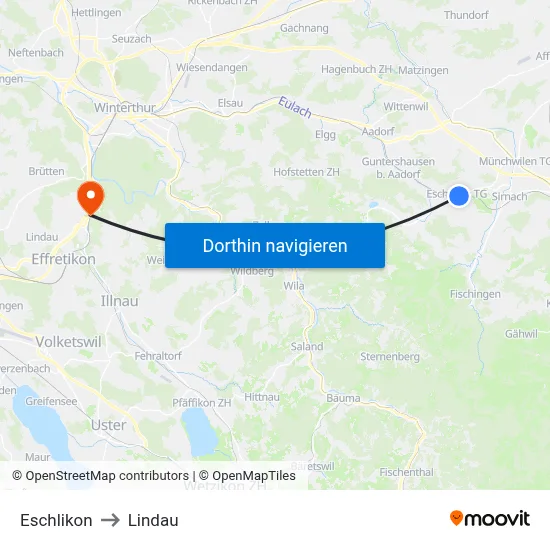Eschlikon to Lindau map