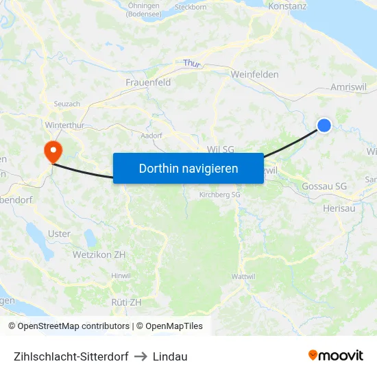 Zihlschlacht-Sitterdorf to Lindau map