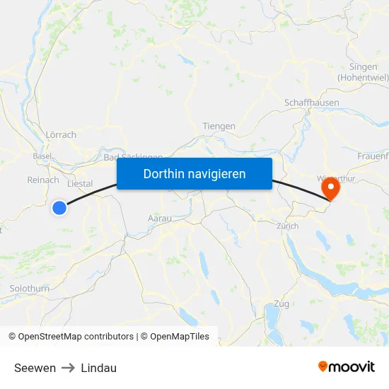Seewen to Lindau map