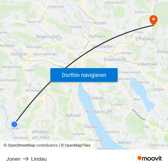 Jonen to Lindau map
