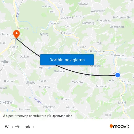 Wila to Lindau map