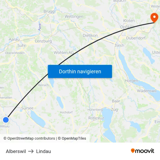 Alberswil to Lindau map