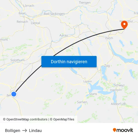 Bolligen to Lindau map