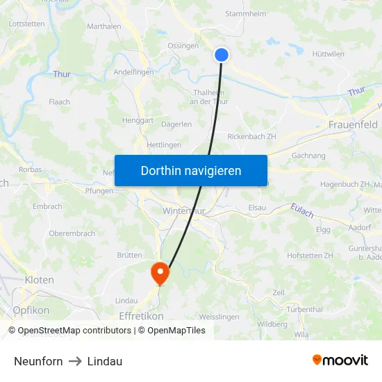 Neunforn to Lindau map
