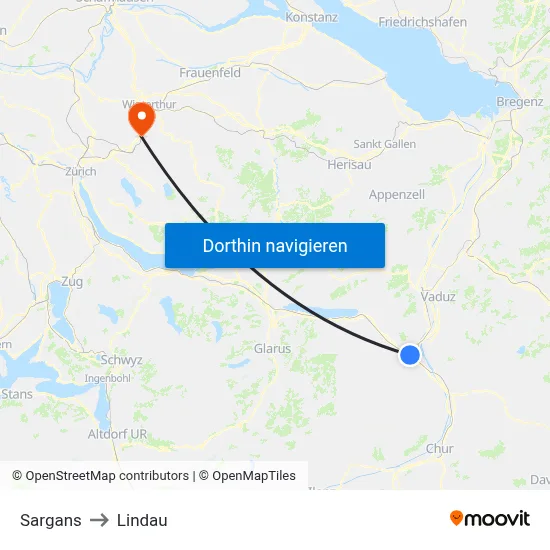 Sargans to Lindau map