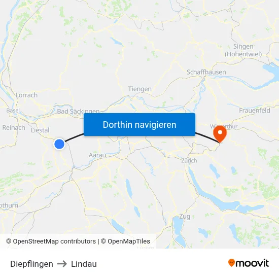 Diepflingen to Lindau map