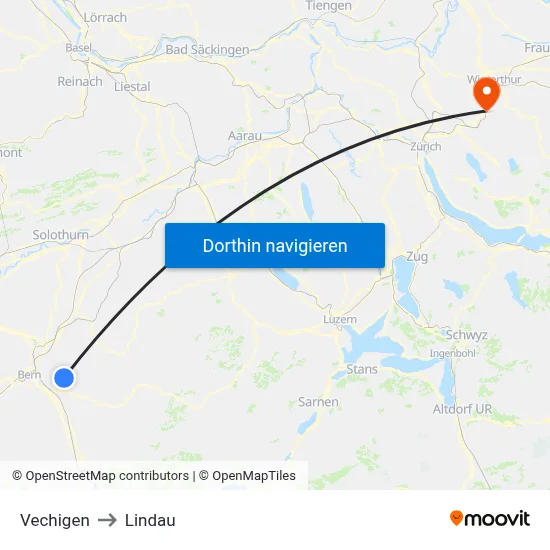 Vechigen to Lindau map