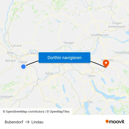 Bubendorf to Lindau map