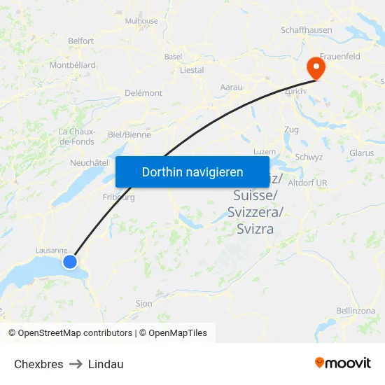 Chexbres to Lindau map