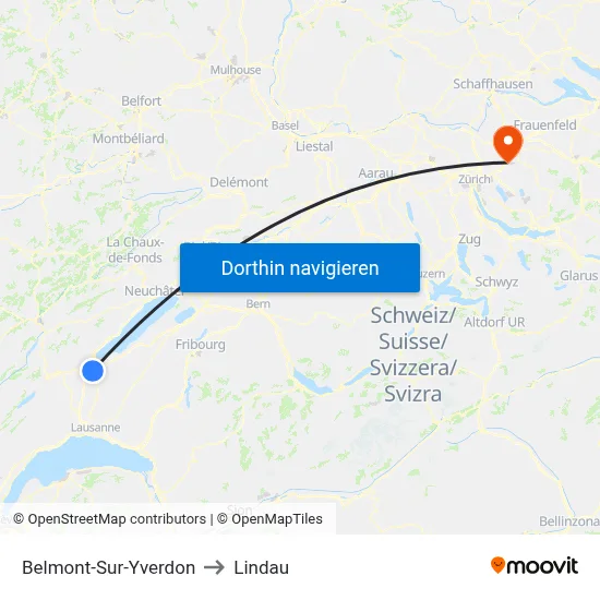 Belmont-Sur-Yverdon to Lindau map