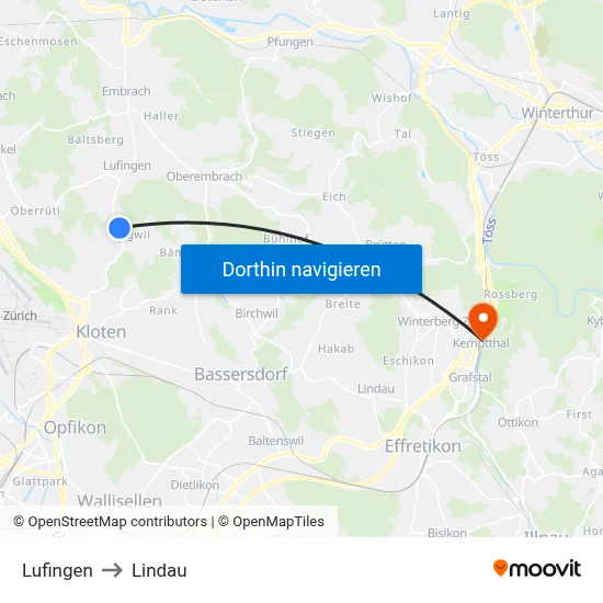 Lufingen to Lindau map