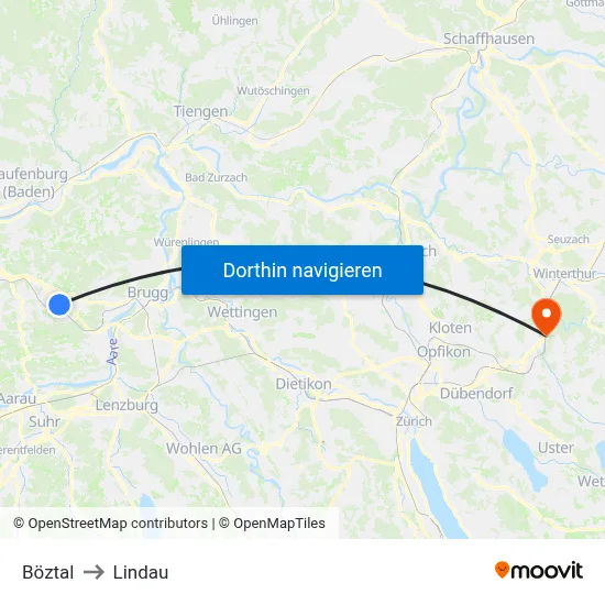Böztal to Lindau map