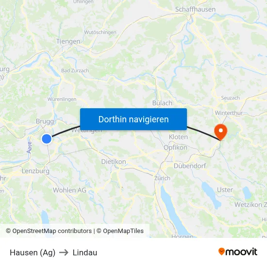 Hausen (Ag) to Lindau map