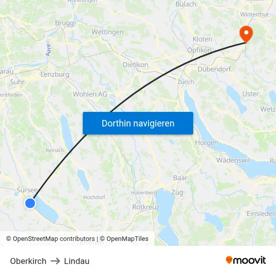 Oberkirch to Lindau map