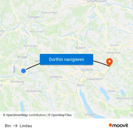 Birr to Lindau map