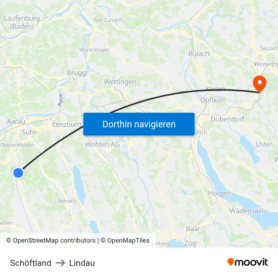 Schöftland to Lindau map