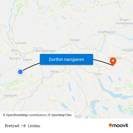 Bretzwil to Lindau map