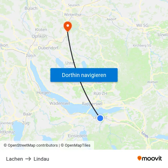Lachen to Lindau map