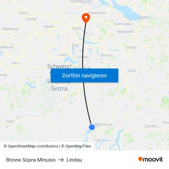 Brione Sopra Minusio to Lindau map