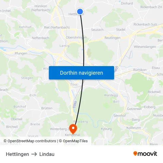 Hettlingen to Lindau map