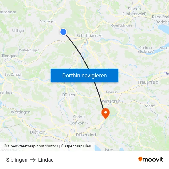 Siblingen to Lindau map