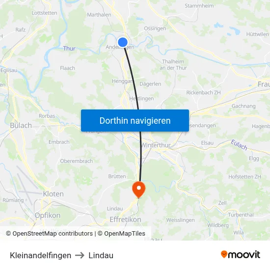 Kleinandelfingen to Lindau map