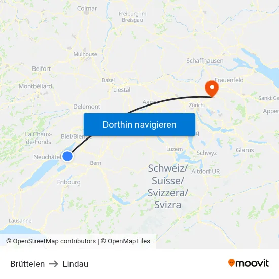 Brüttelen to Lindau map