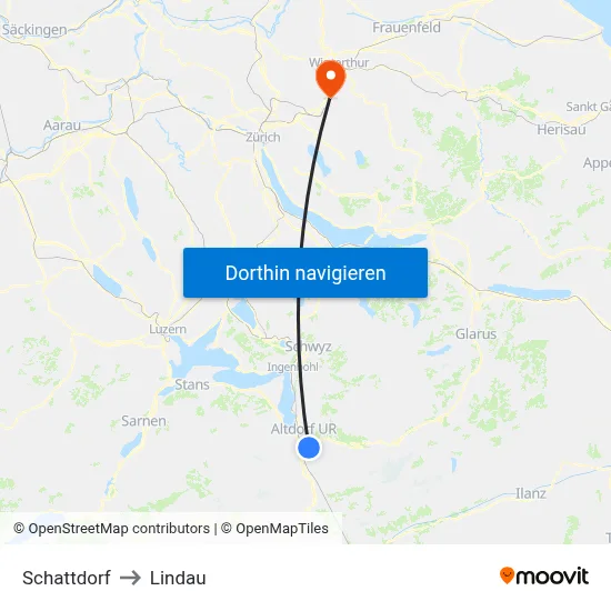 Schattdorf to Lindau map