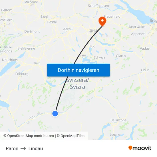Raron to Lindau map