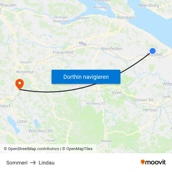 Sommeri to Lindau map