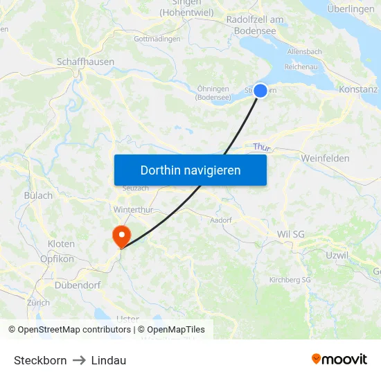 Steckborn to Lindau map