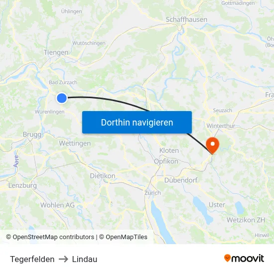 Tegerfelden to Lindau map
