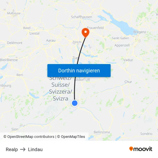 Realp to Lindau map