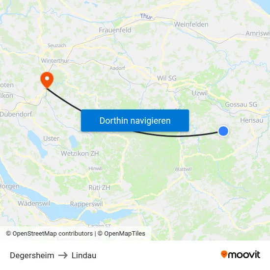 Degersheim to Lindau map