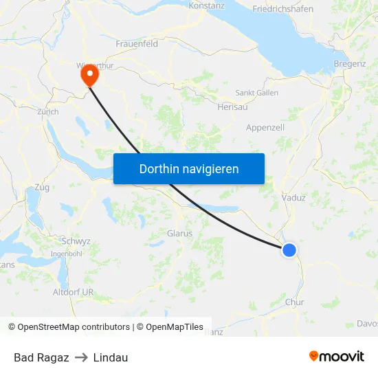 Bad Ragaz to Lindau map