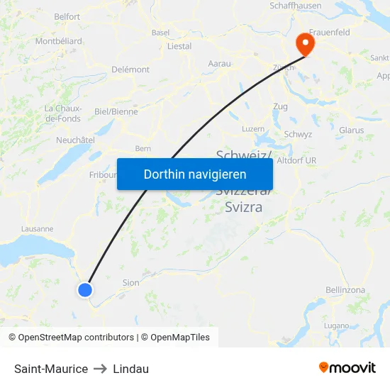 Saint-Maurice to Lindau map