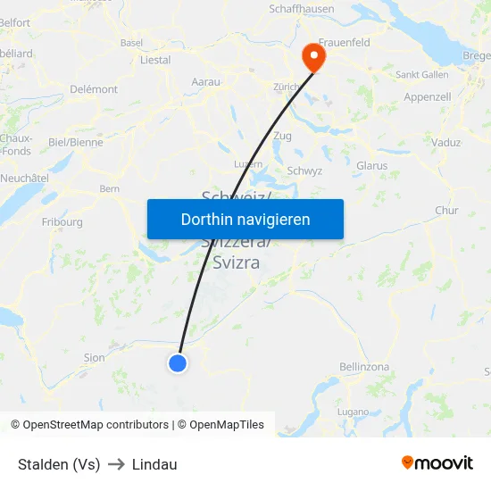 Stalden (Vs) to Lindau map