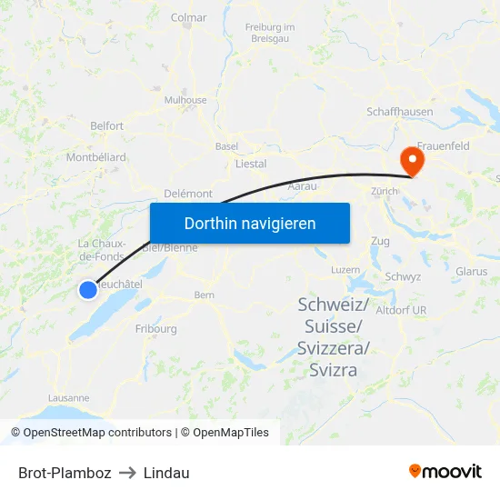 Brot-Plamboz to Lindau map