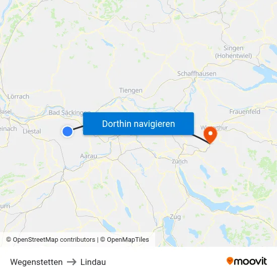 Wegenstetten to Lindau map