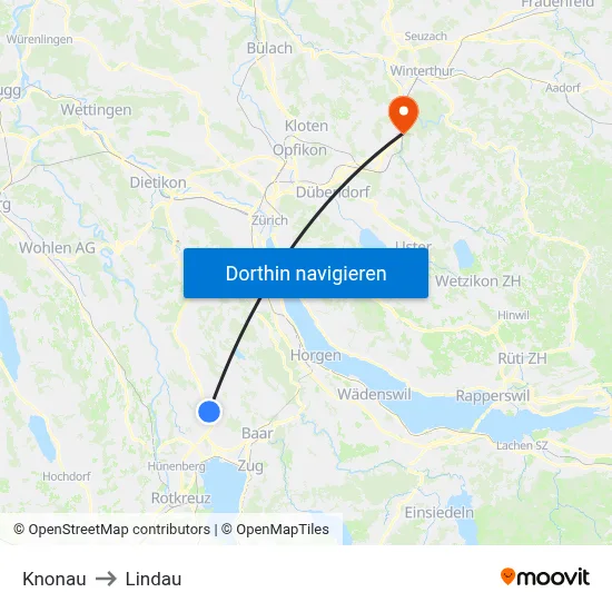Knonau to Lindau map