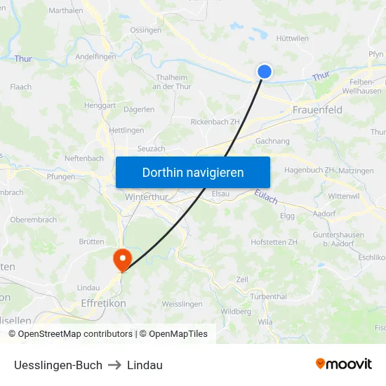 Uesslingen-Buch to Lindau map