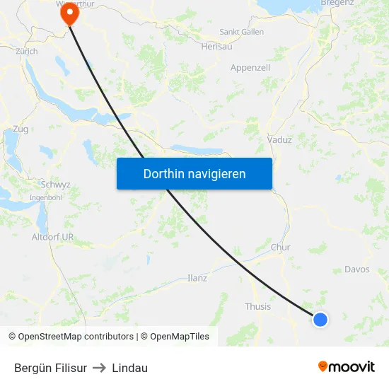 Bergün Filisur to Lindau map